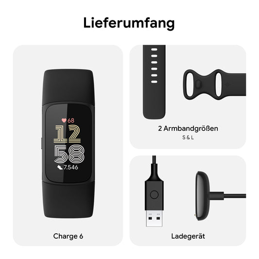 Fitbit Charge 6 – Aktivitätstracker, 6 Monate Premium, 7 Tage Akku, Schwarz
